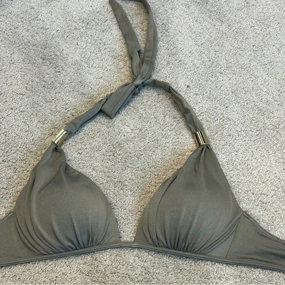 VICTORIA’S Secret taupe brown gray padded bikini top Gold-tone hardware Sz S - Picture 8 of 10